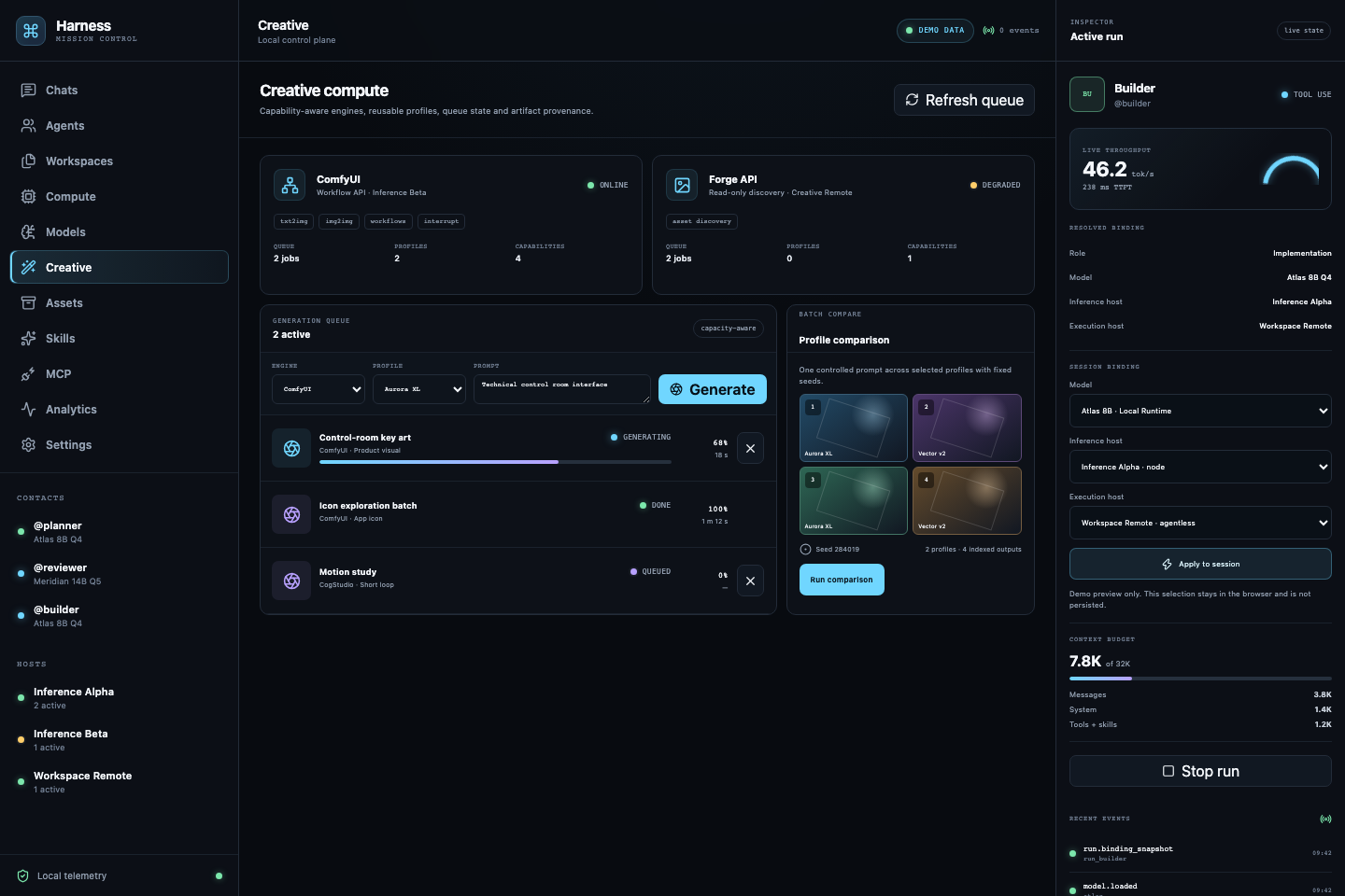 Desktop creative engine and generation queue